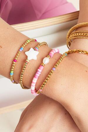 Pulsera de perlas de colores - colección #summergirls Rosado Acero inoxidable h5 Imagen2